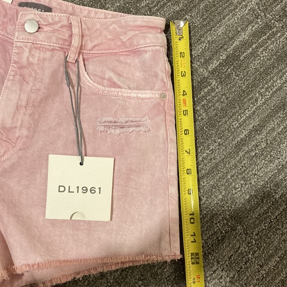 DL1961 Cleo High Rise Denim Shorts in Acid Pink - Picture 11 of 12